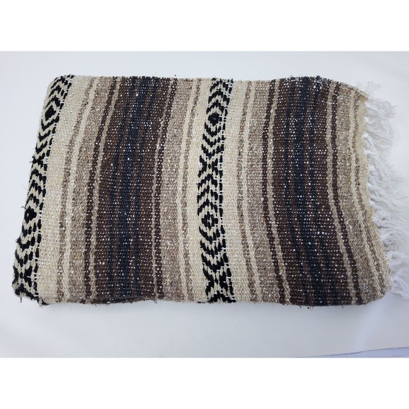 Brown colors mexican blanket warm and thick falsa blanket beach blanket - Picture 1 of 5